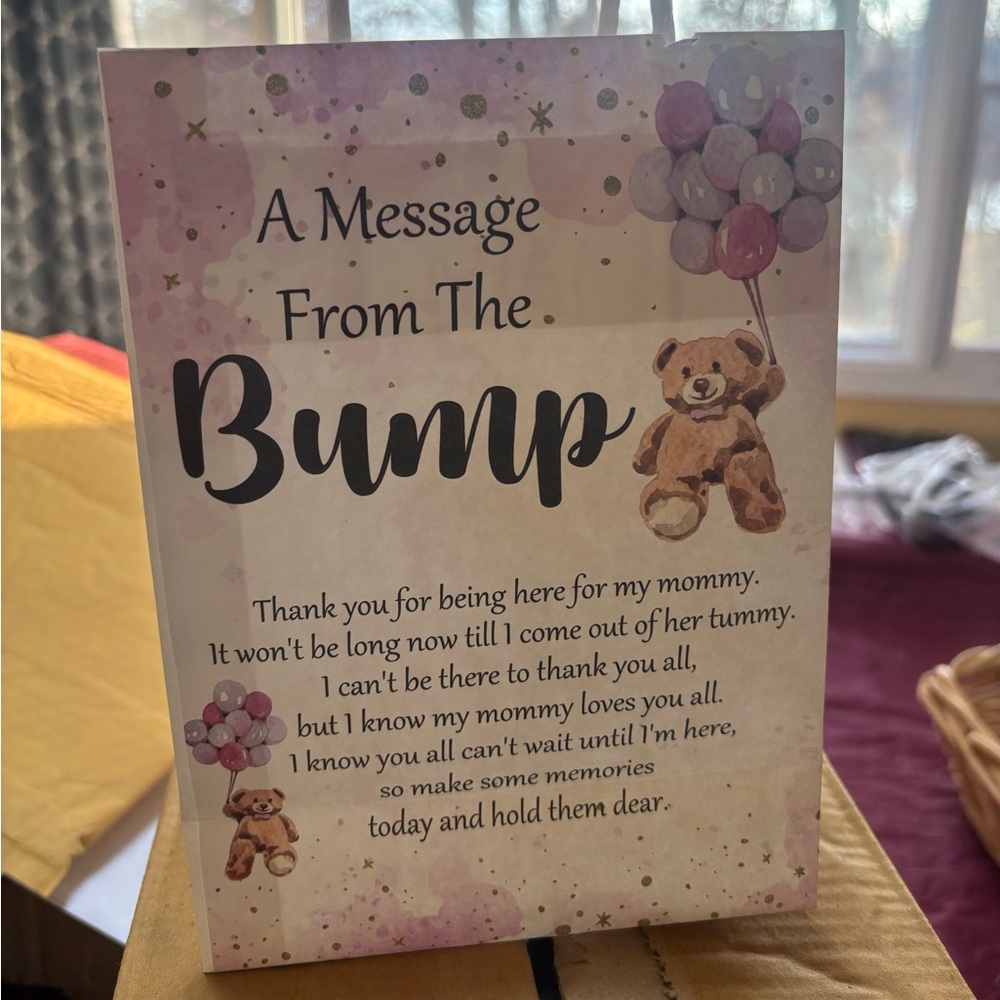 Cute Message from “The Bump”  baby shower favor bag